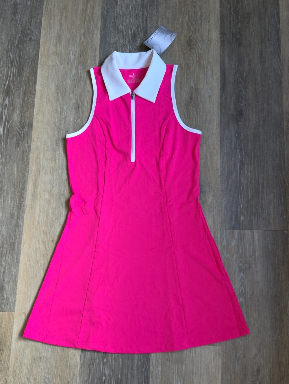 Athletic Pink Polo Mini Dress with White Collar